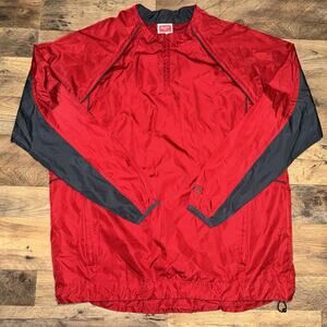 Rawlings Water Repellent Windbreaker Pullover Quarter Zip Size M Baseball Red